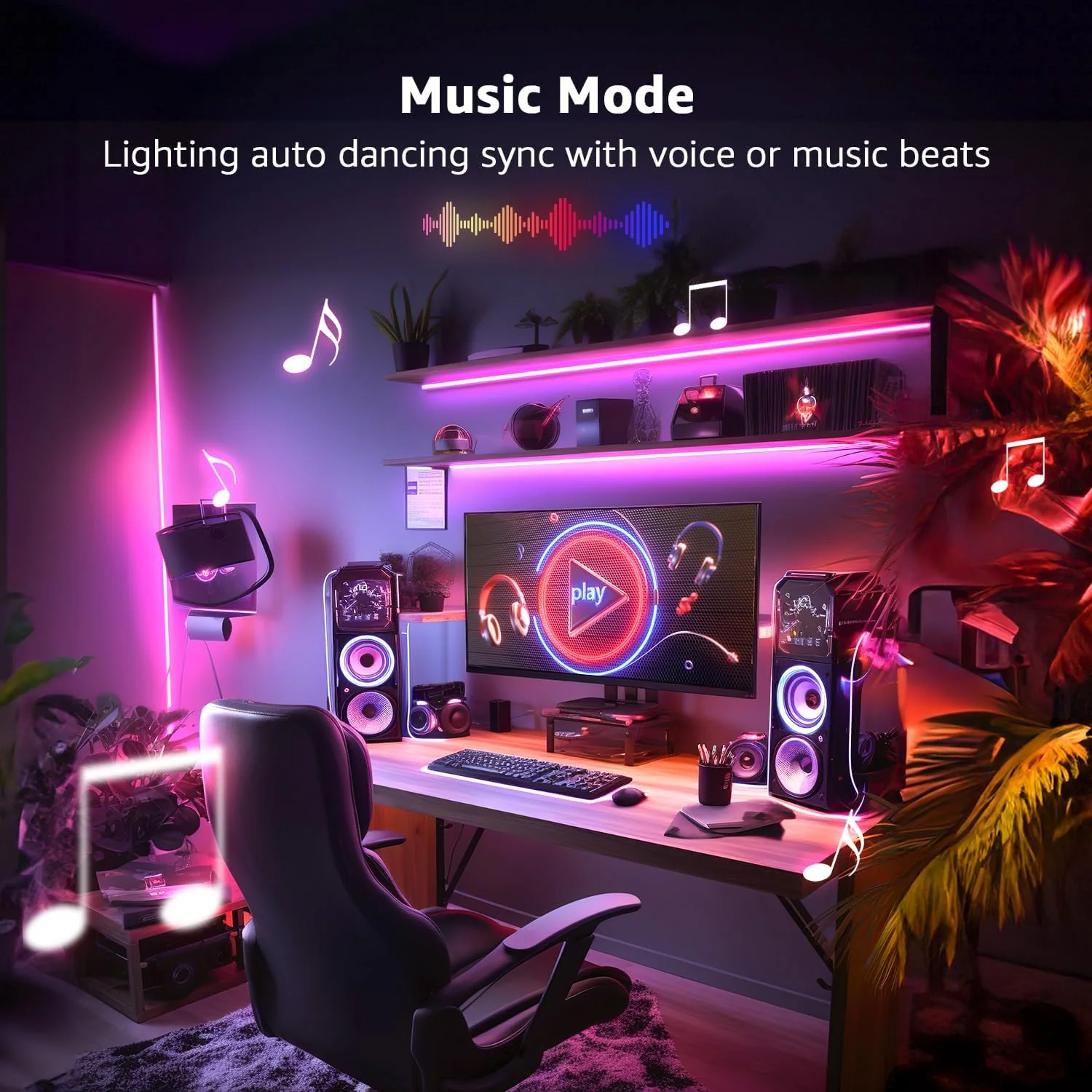 32.8ft RGB LED Strip Lights, 5050 LED Color Changing LED Tape Light with 44 Key Remote - Image 4