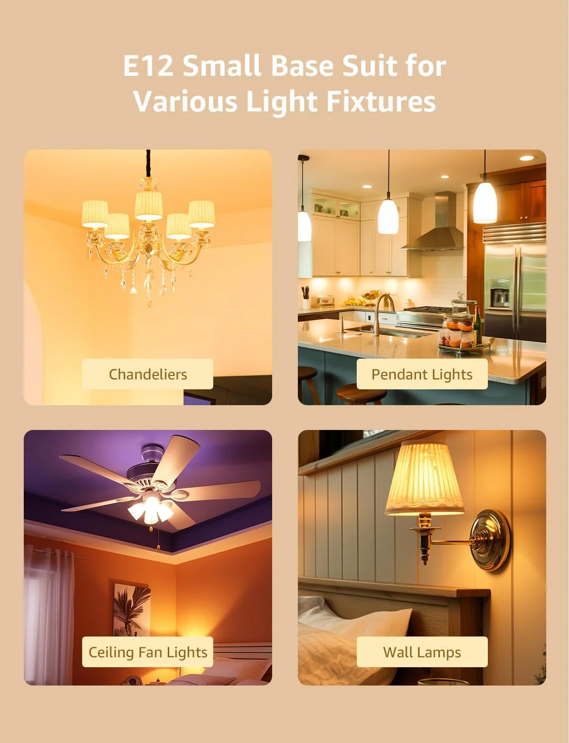 Lepro B11 LED Candelabra Bulbs, E12 Base, Dimmable, 5.5W (60W Equivalent), 500 Lumens, 2700K Warm White, Filament Clear Glass - Image 5