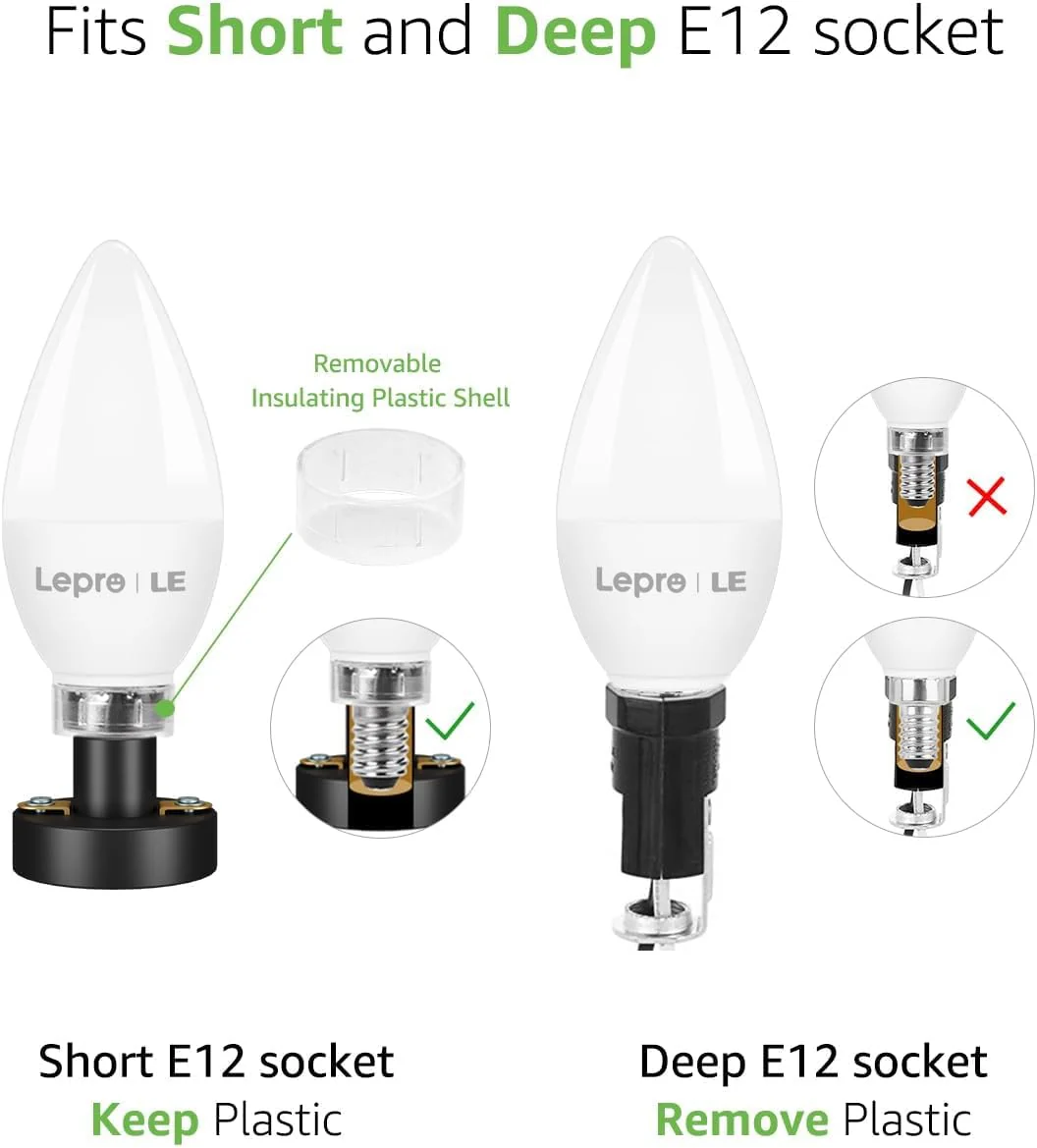 Lepro B11 LED Candelabra Bulbs, E12 Base, 5.5W (40W Equivalent), 500 Lumens, 5000K Daylight, Non-Dimmable - Image 4