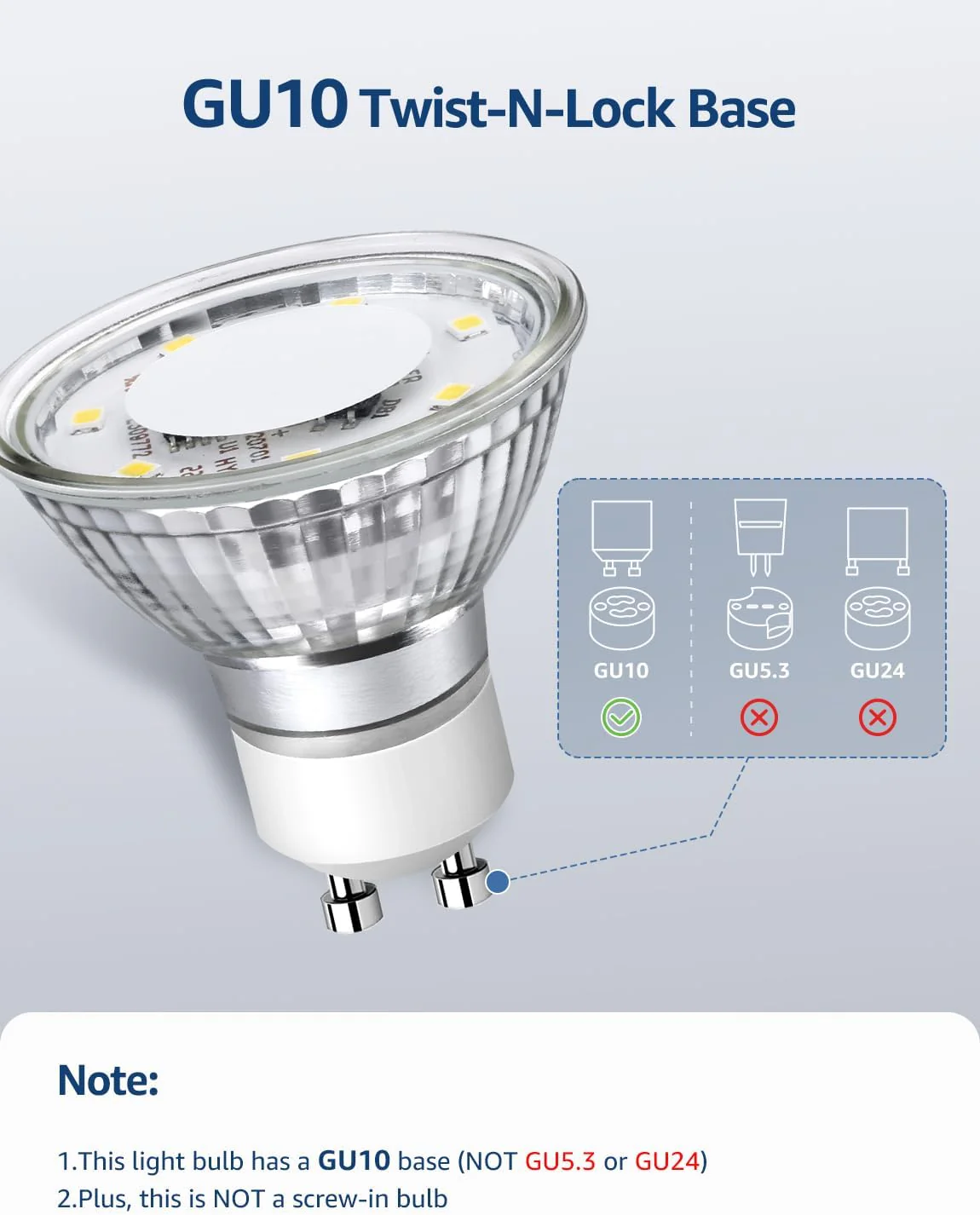 Lepro GU10 LED Light Bulbs, Non-Dimmable, 4W (35W Equivalent), 2700K Warm White, 100° Flood Beam - Image 3