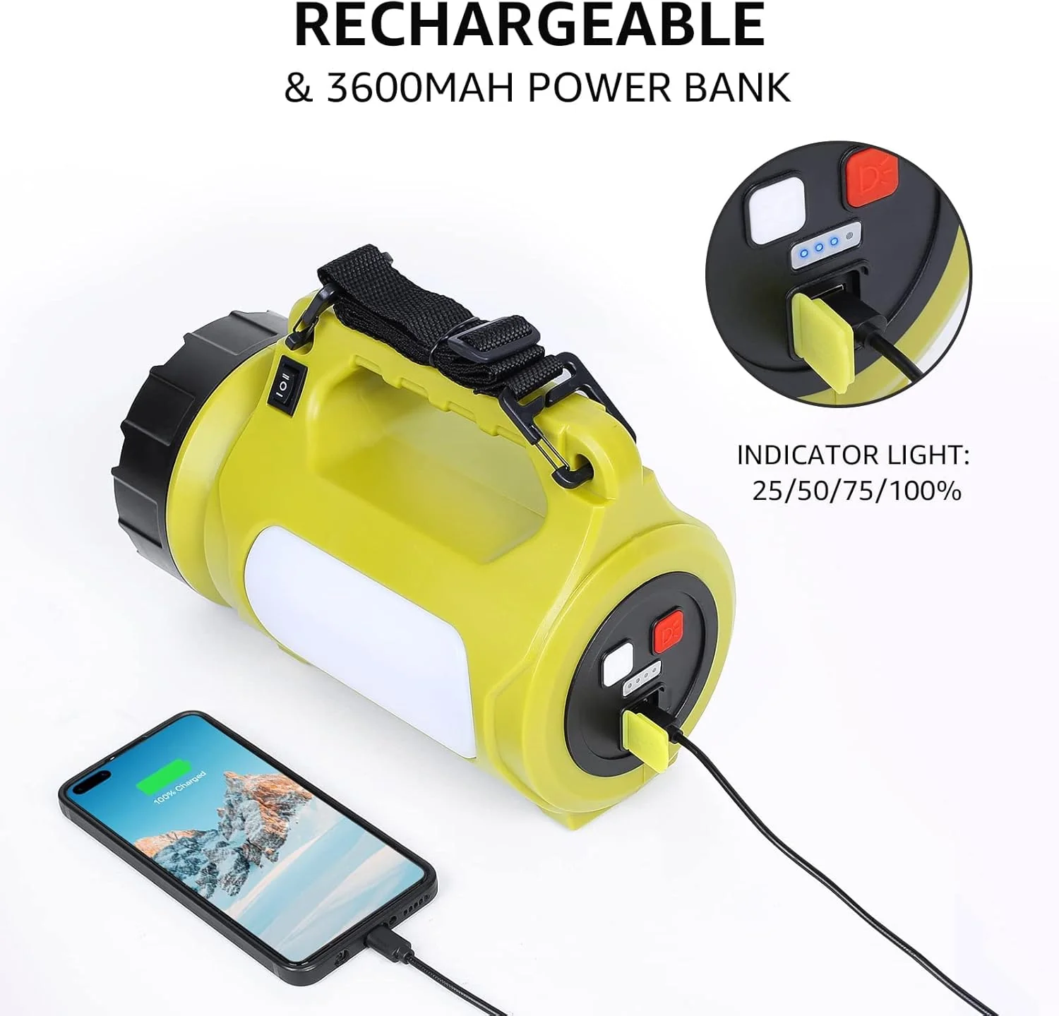 Lepro Rechargeable LED Searchlight (1000 Lumens, 5 Light Modes, Waterproof) - Image 5