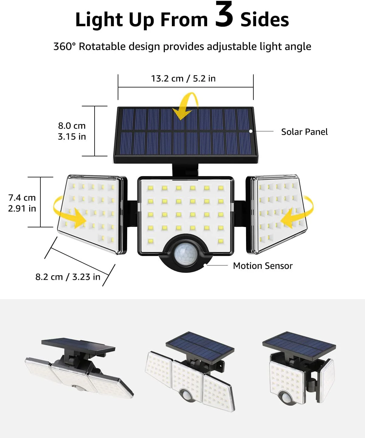 LE Solar Motion Sensor Flood Lights Outdoor - 1000LM - Image 5