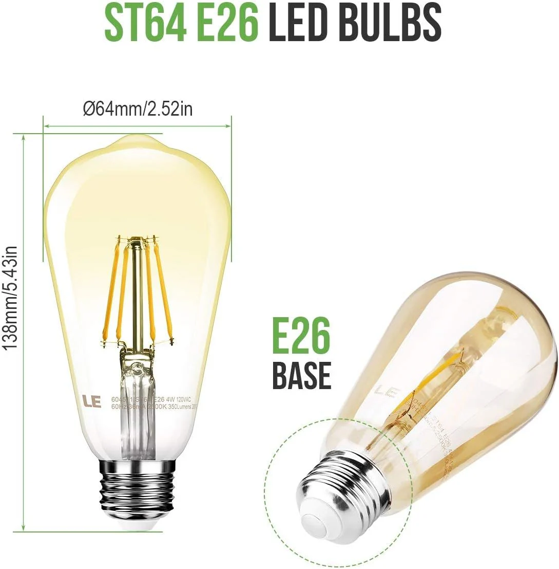 LE ST64 E26 Vintage Edison LED Bulbs - Image 4