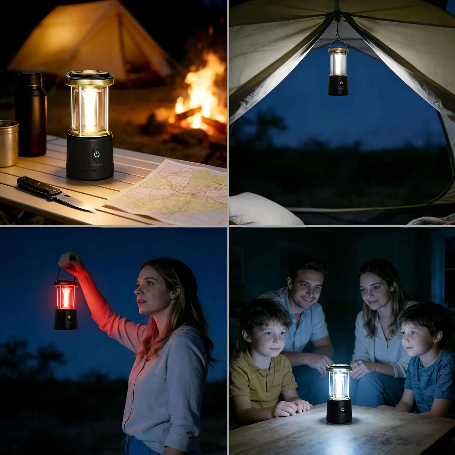 Lepro 1100LM Battery Powered LED Camping Lantern, Waterproof Tent Light with 5 Light Modes, Camping Essentials, Portable Lantern Flashlight for Camping, Emergency Light, Power Outage, Not Rechargeable - Image 8