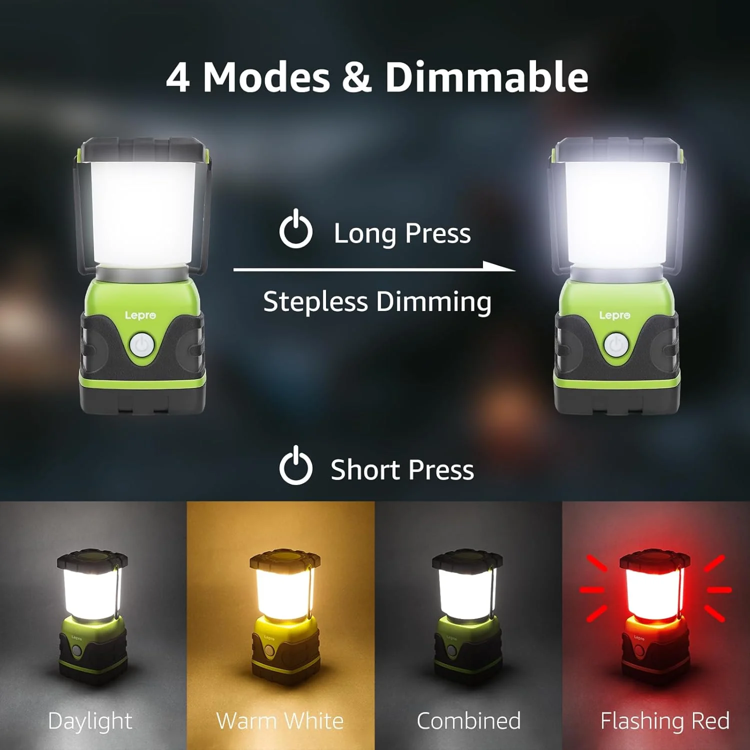 Lepro Battery Powered LED Camping Lantern (1500lm, with 4 Lighting Modes) - Image 4