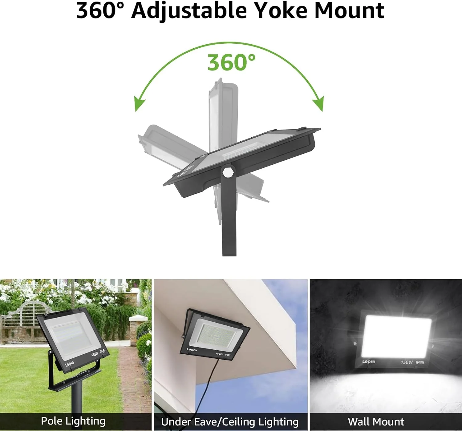 Lepro 150W 15000LM Outdoor LED Floodlight - Image 4
