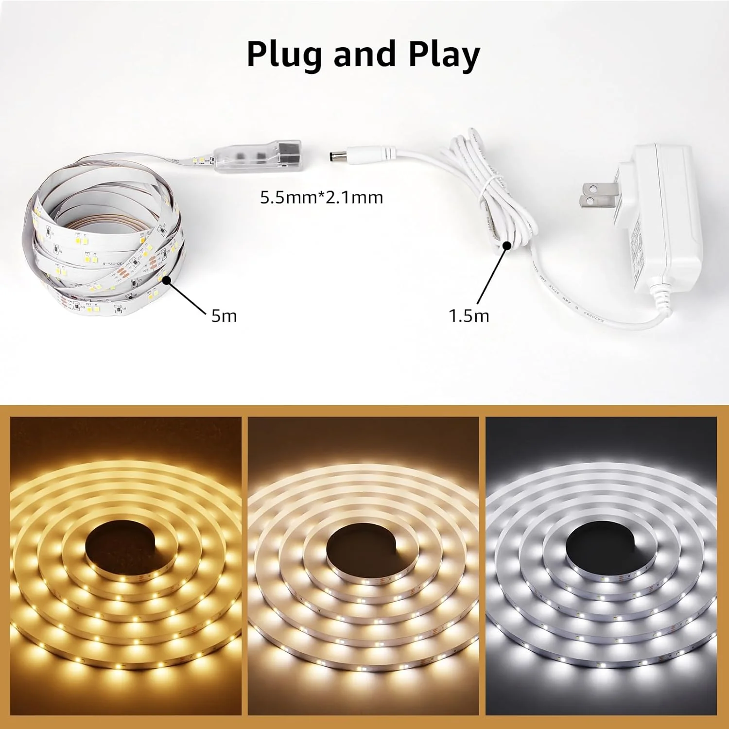 Lepro Tunable White LED Strip Lights (16.4ft, Dimmable) - Image 7