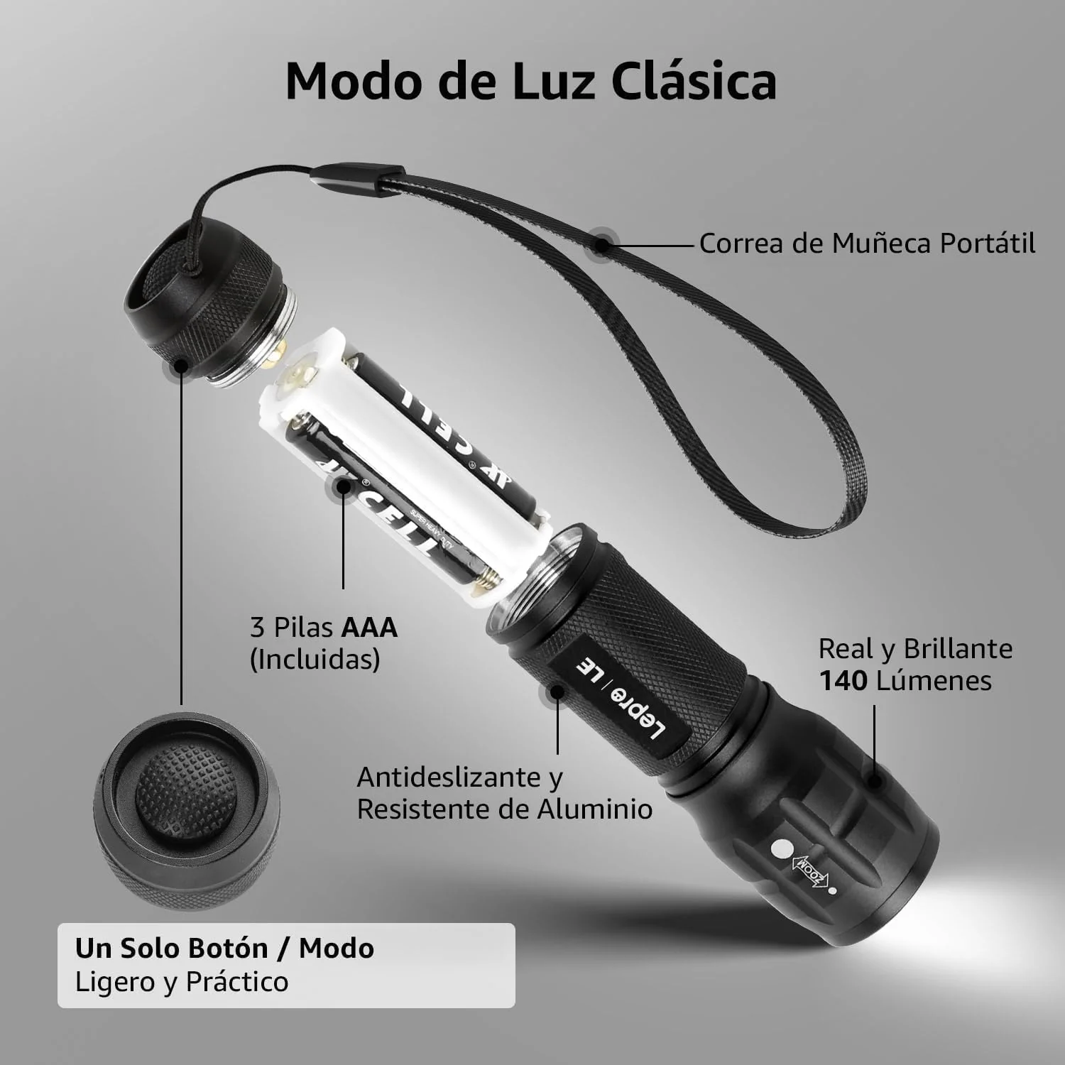 Lepro 2-Packs LED Flash Light LE1000 High Lumens, Mini Multifunction Tactical Flashlight , Zoomable, Waterproof, Adjustable Brightness, for Camping, Outdoor and Emergency Use (AAA Batteries Included) - Image 4
