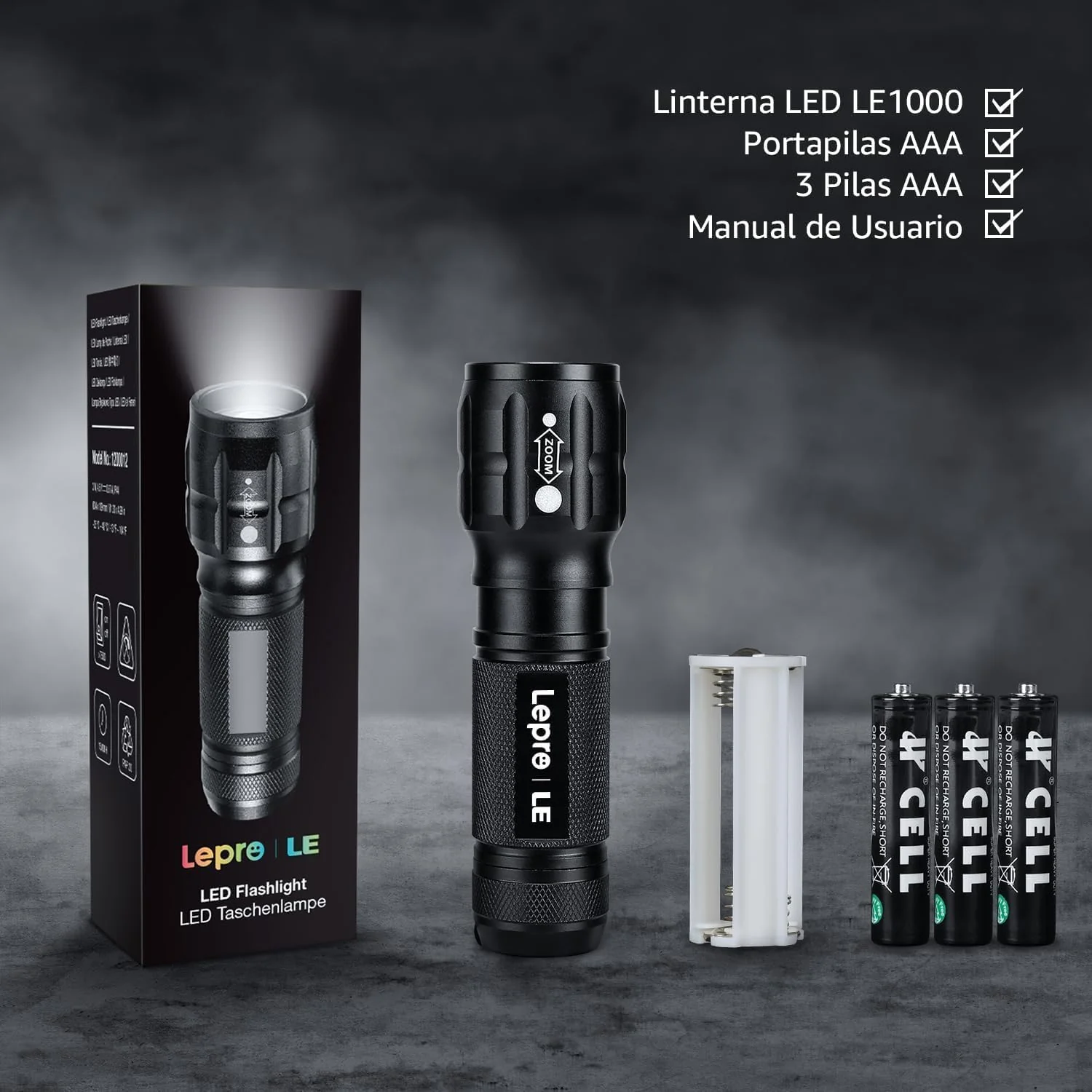 Lepro 2-Packs LED Flash Light LE1000 High Lumens, Mini Multifunction Tactical Flashlight , Zoomable, Waterproof, Adjustable Brightness, for Camping, Outdoor and Emergency Use (AAA Batteries Included) - Image 5