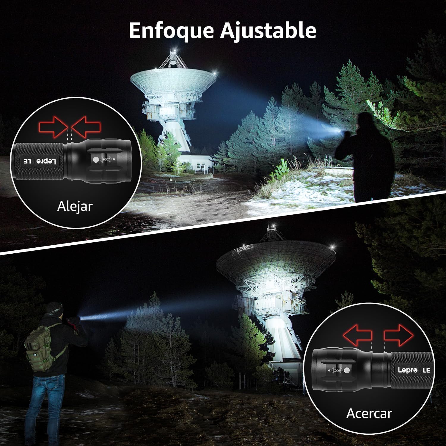 Lepro 2-Packs LED Flash Light LE1000 High Lumens, Mini Multifunction Tactical Flashlight , Zoomable, Waterproof, Adjustable Brightness, for Camping, Outdoor and Emergency Use (AAA Batteries Included) - Image 7