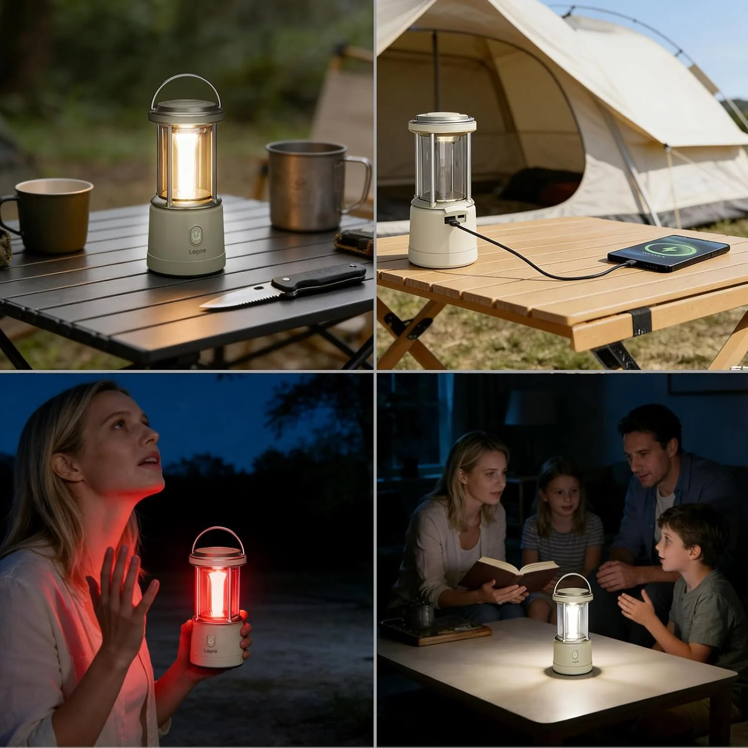 Lepro 2000LM LED Camping Lantern Rechargeable, Waterproof Tent Light with 5 Light Modes, Camping Essentials, Portable Lantern Flashlight for Camping, Emergency Light, Power Outage, USB Cable Included - Image 9