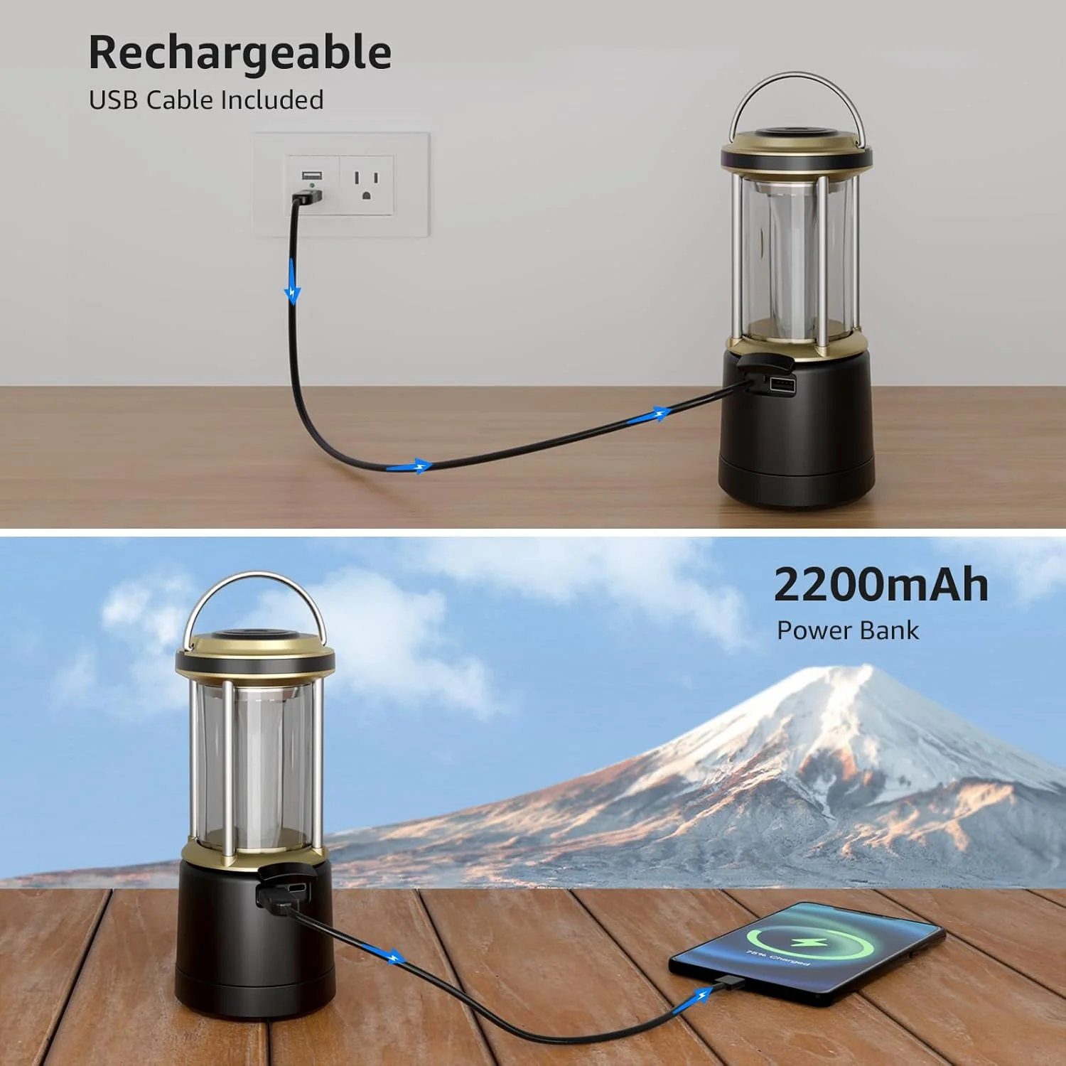 Lepro 2000LM LED Camping Lantern Rechargeable, Waterproof Tent Light with 5 Light Modes, Camping Essentials, Portable Lantern Flashlight for Camping, Emergency Light, Power Outage, USB Cable Included - Image 4