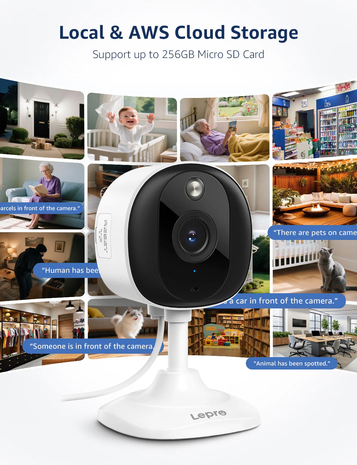 Lepro 2K Security Indoor & Outdoor Camera for Baby Care, Pet Monitoring, Remote Intercom, Night Vision, 2-Way Audio, Cloud & SD Card Storage (SD Card Not Included) - Image 3