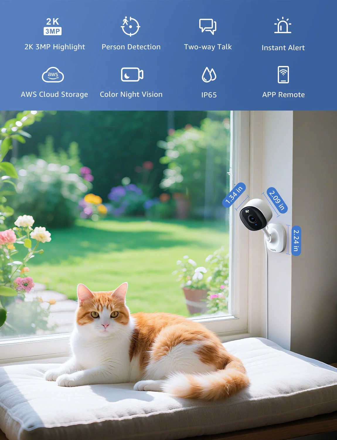 Lepro 2K Security Indoor & Outdoor Camera for Baby Care, Pet Monitoring, Remote Intercom, Night Vision, 2-Way Audio, Cloud & SD Card Storage (SD Card Not Included) - Image 8