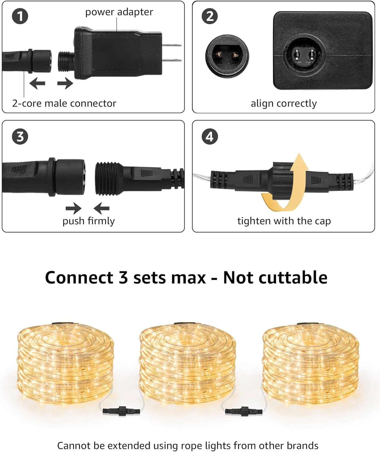 Lepro 33ft 240 LED LED Outdoor Rope Lights, 2700K Warm White - Image 3