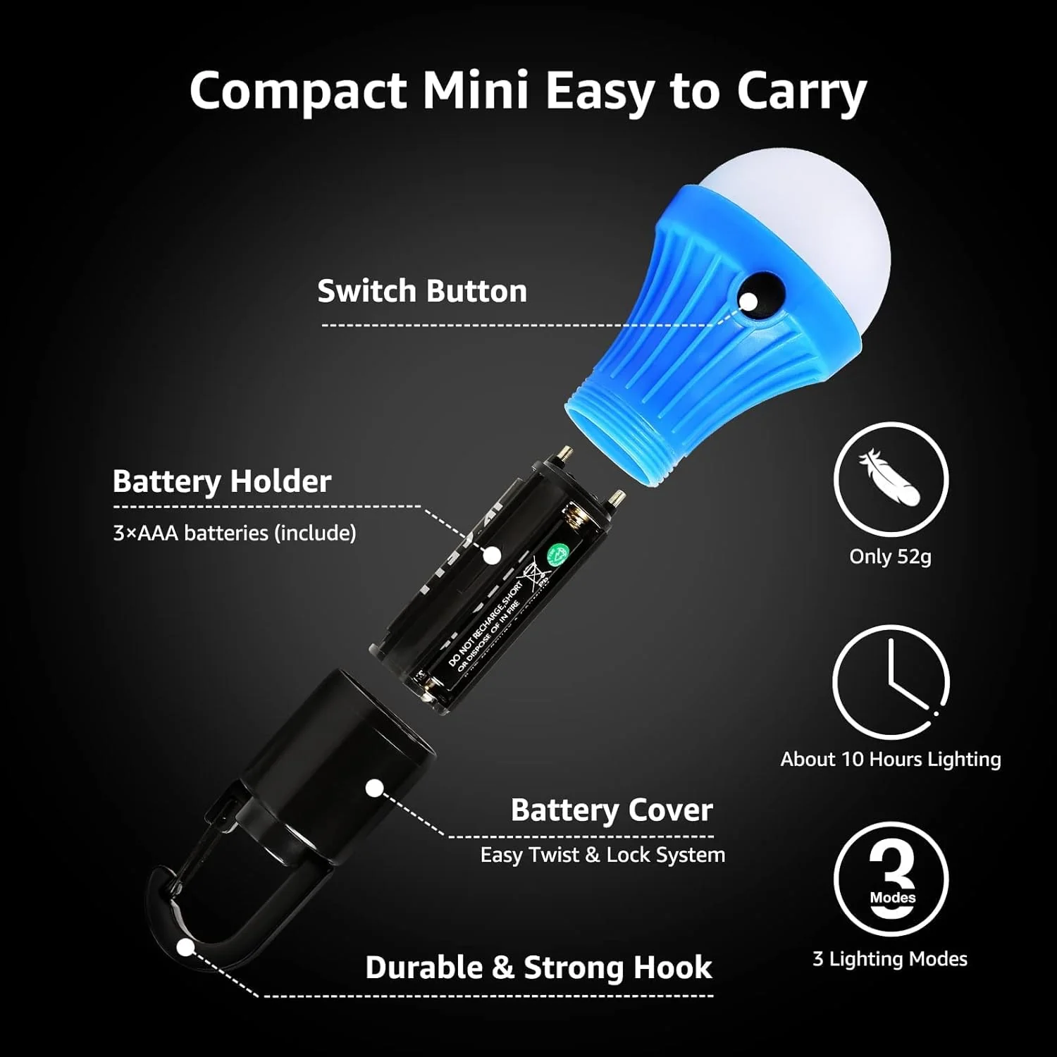 Lepro Camping Light Bulbs with Clip Hook (4 Pack) - Image 5