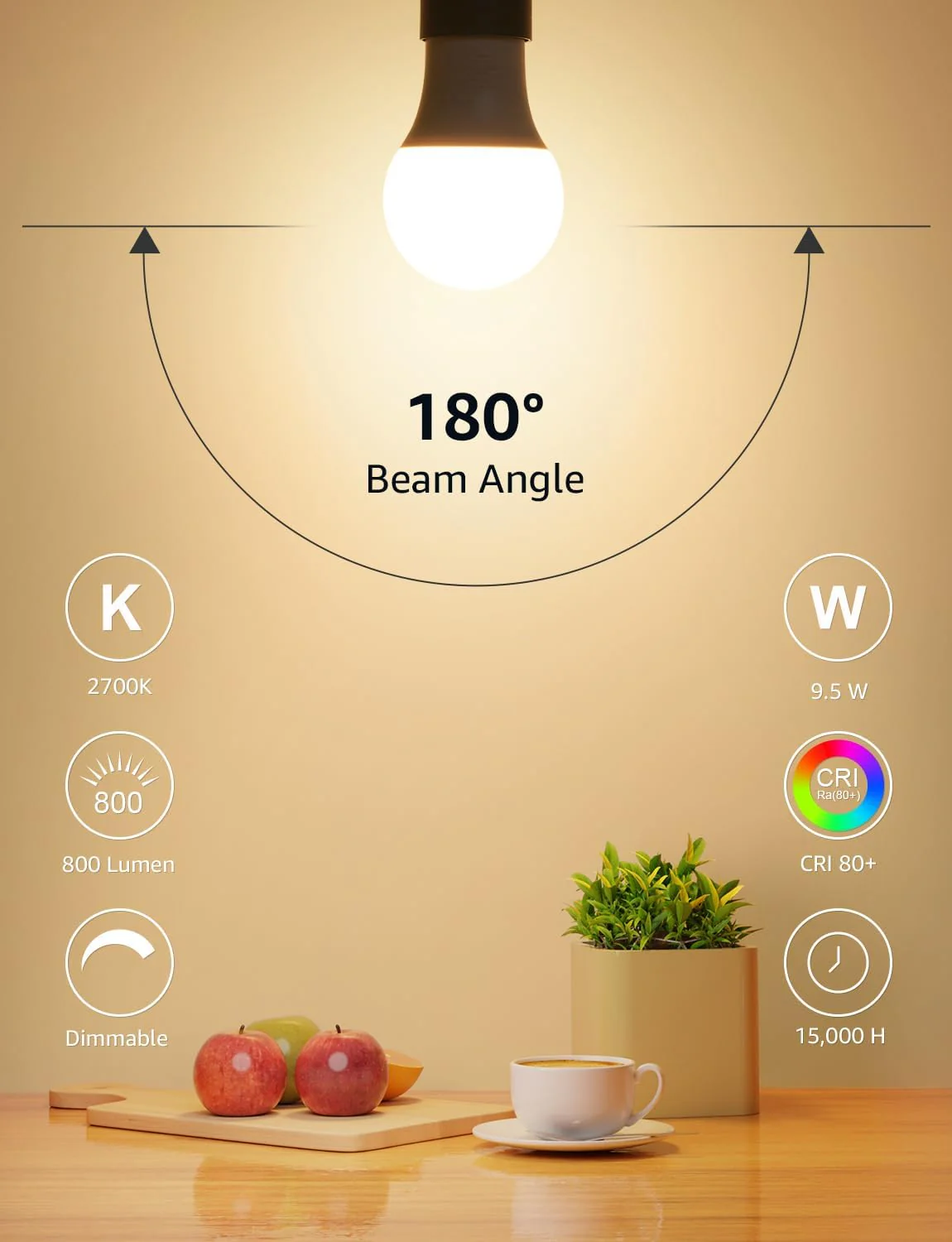 Lepro A19 Dimmable LED Light Bulbs, E26 Base, 9.5W (60W Equivalent), 800 Lumens, 2700K Warm White, UL Listed - Image 4