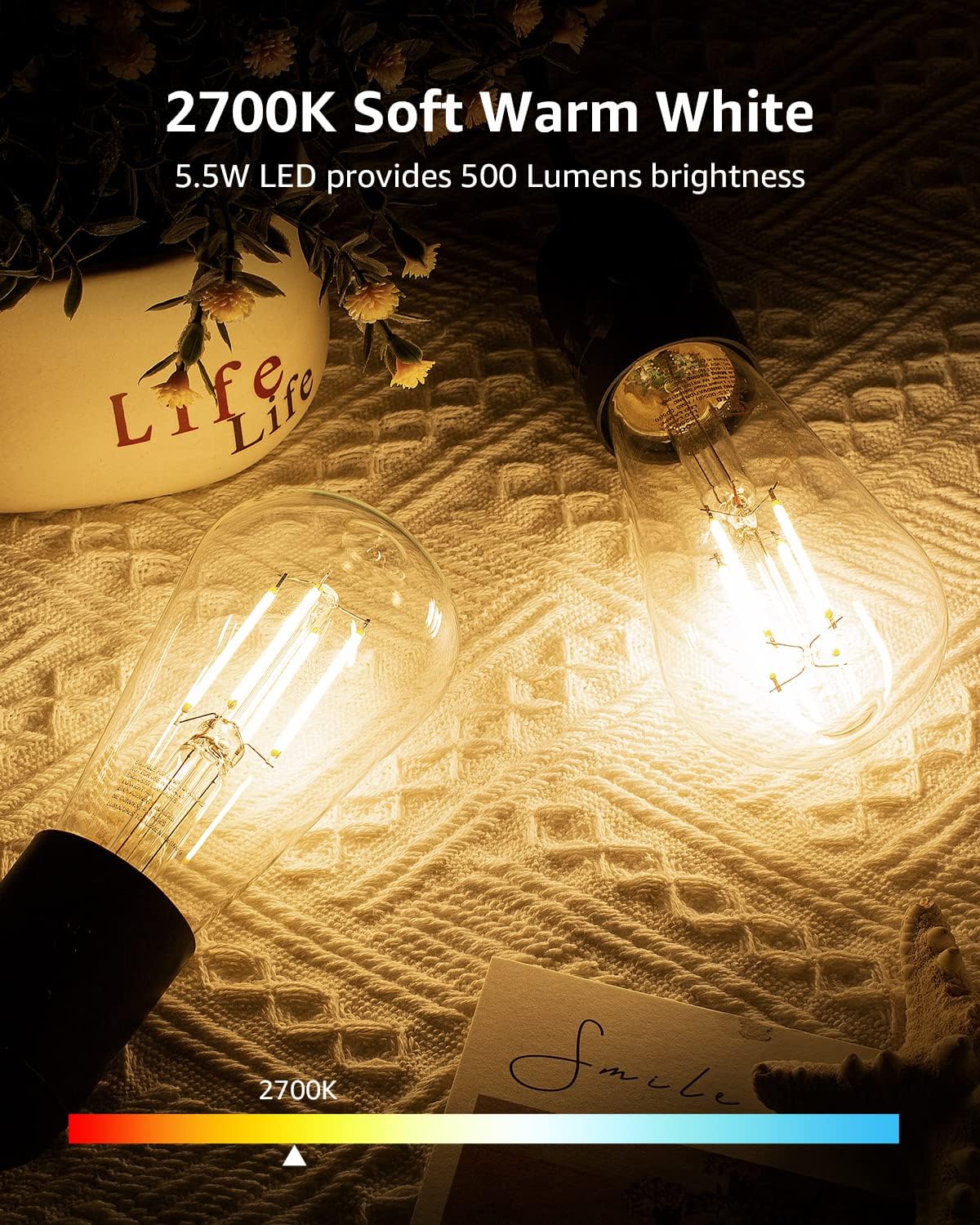 Lepro ST19 Vintage Edison LED Bulbs, Dimmable, E26 Base, 8W (60W Equivalent), 800 Lumens, 2700K Warm White, Clear Glass - Image 3