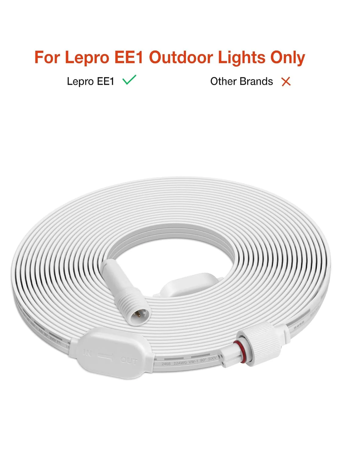 Lepro EE1 Permanent Lights Accessories Only – 10ft Extension Cable for EE1 Permanent Outdoor Lights (Not Compatible with E1), Extension Cord with Built-in Data Booster - Image 2