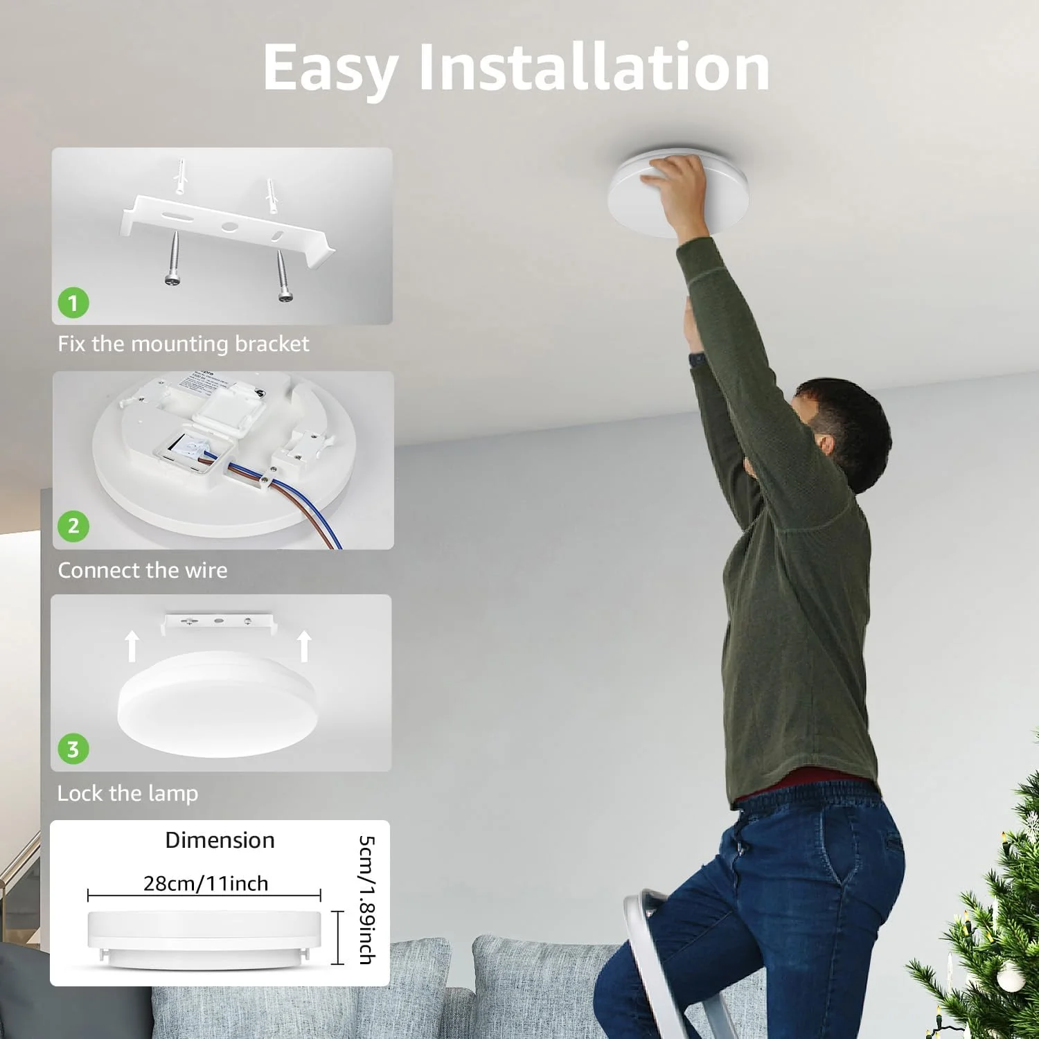 Lepro Flush Mount LED Ceiling Light 2400lm 200W Equivalent - Image 9
