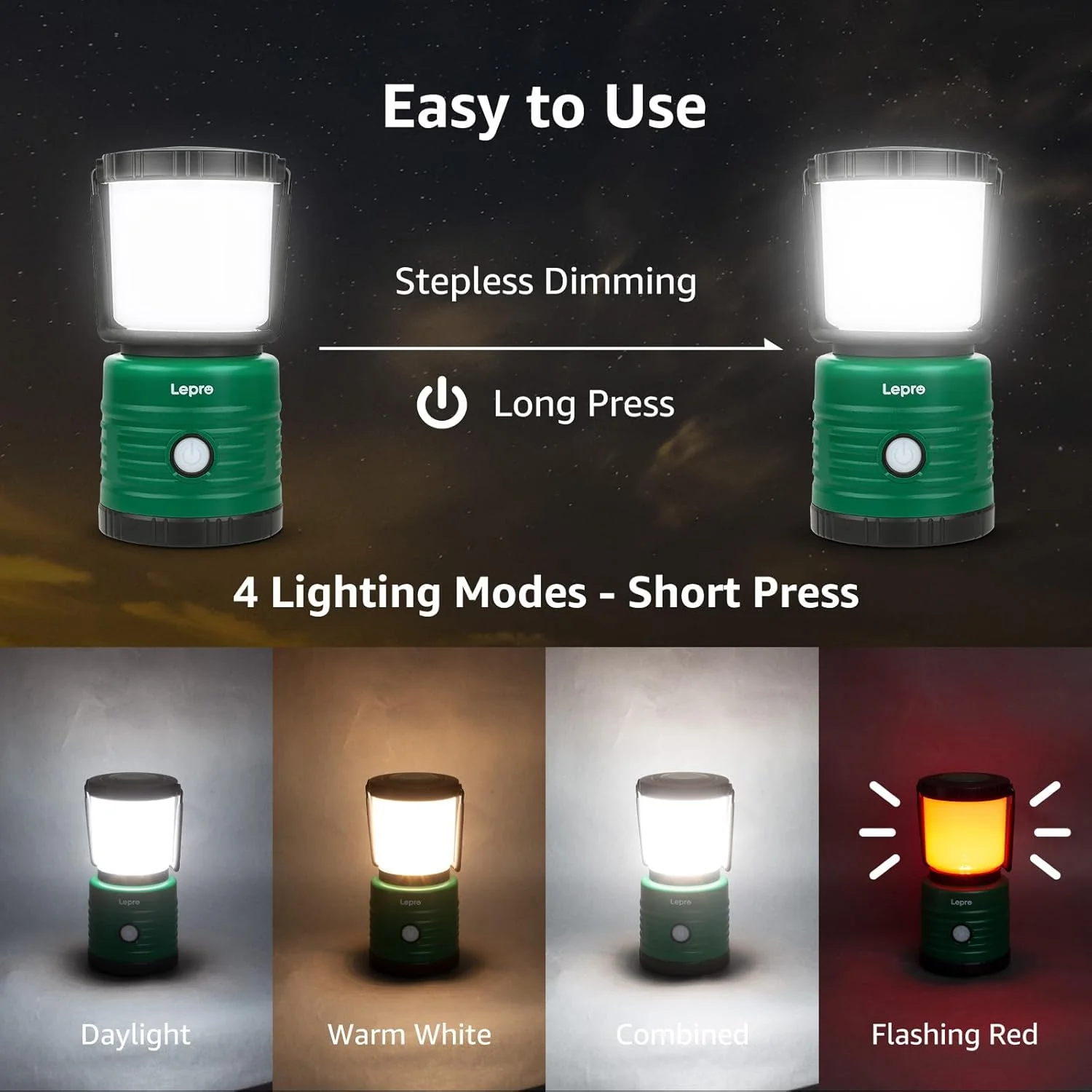 Lepro Battery Powered Camping Lantern (1500LM, Waterproof) - Image 3
