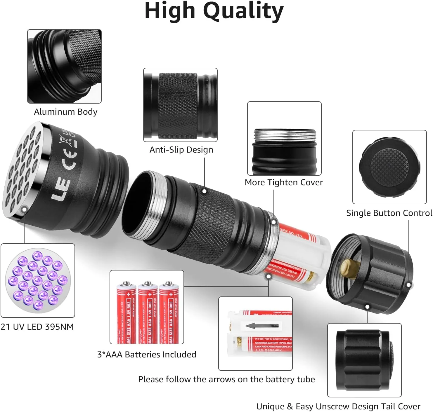 Lepro LE Black Light Flashlight with 21 LEDs - Image 9