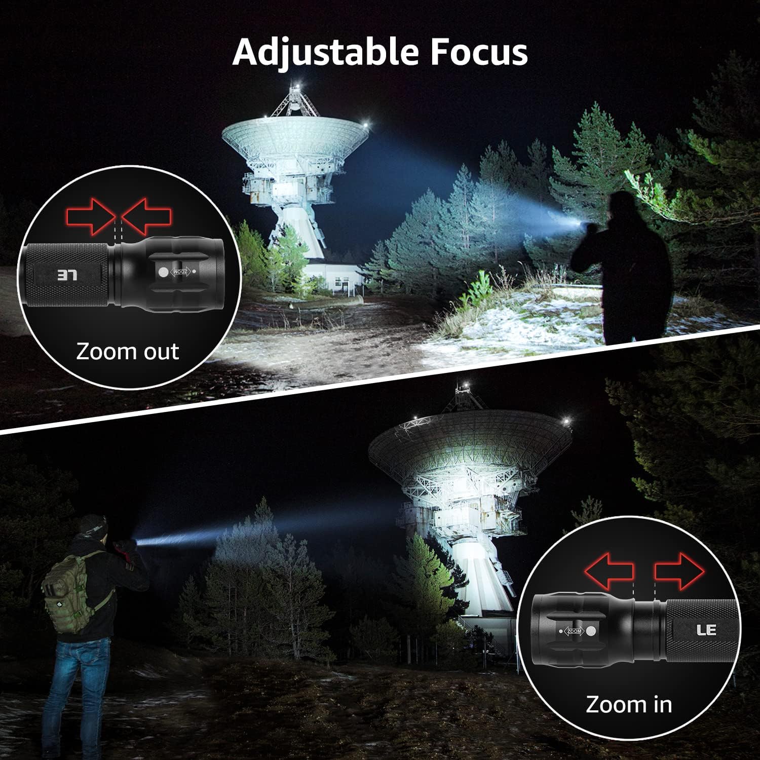 Lepro Portable LED Flashlight – High Lumens, Waterproof (Black, AAA Batteries Included) - Image 3