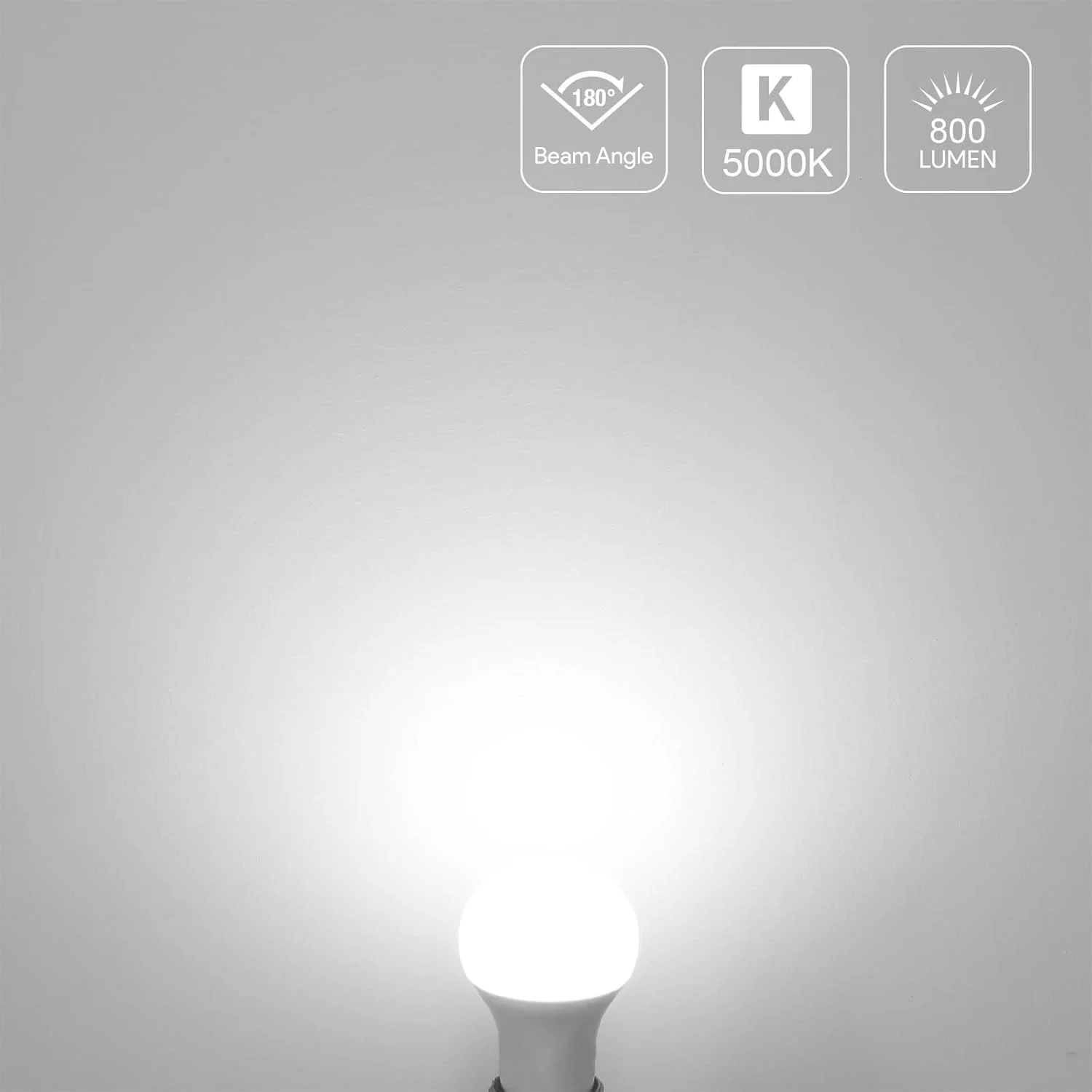 Lepro A19 LED Light Bulb, 5000K Daylight White, 800 Lumens, E26 Medium Base, Non-Dimmable, 9W (60W Equivalent) - Image 5