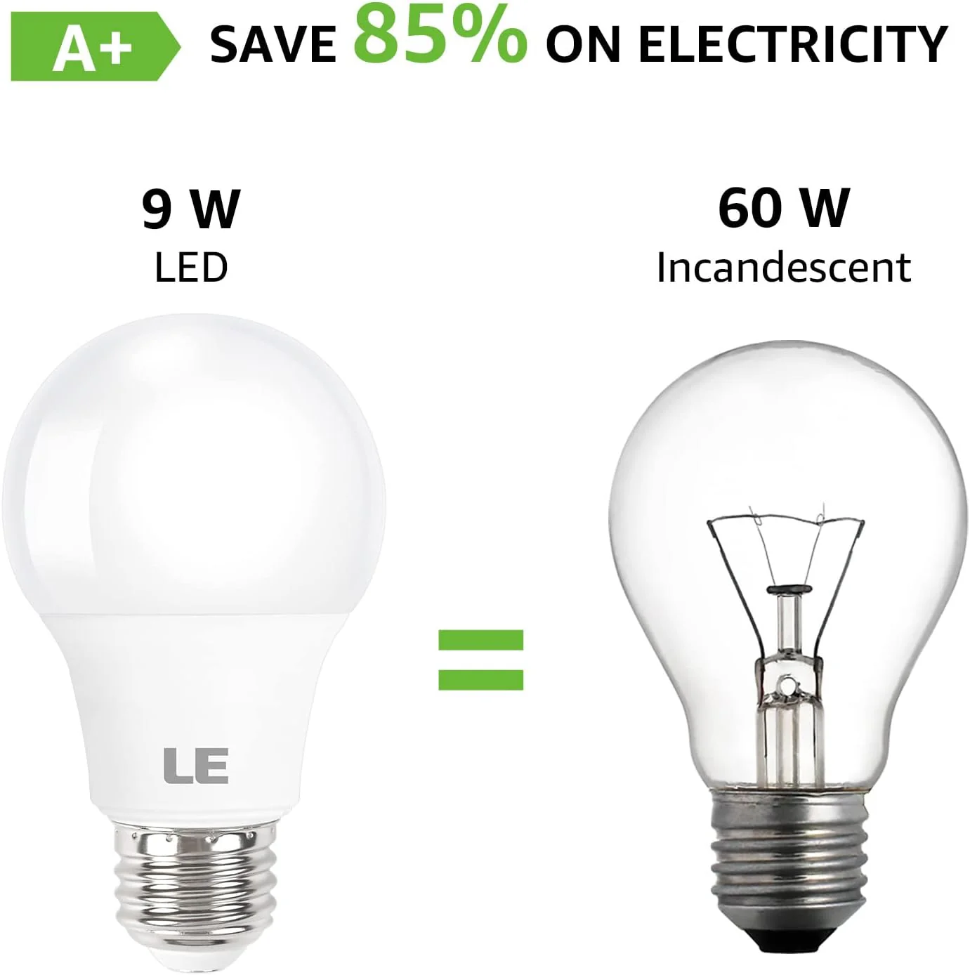 Lepro A19 LED Light Bulb, 2700K Warm White, 800 Lumens, E26 Medium Base, Non-Dimmable, 9W (60W Equivalent) - Image 3