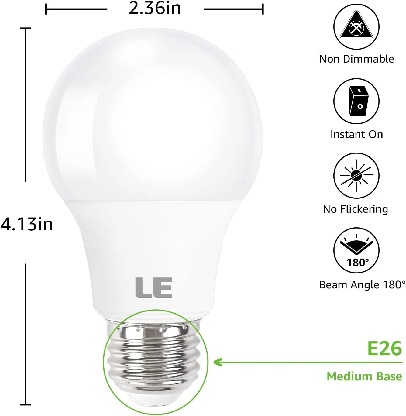 Lepro A19 LED Light Bulb, 2700K Warm White, 800 Lumens, E26 Medium Base, Non-Dimmable, 9W (60W Equivalent) - Image 4