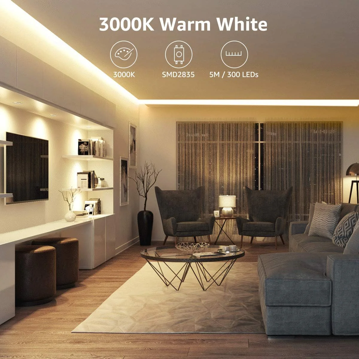 Lepro LED Strip Light (Strong 3M Adhesive, Warm White) - Image 3