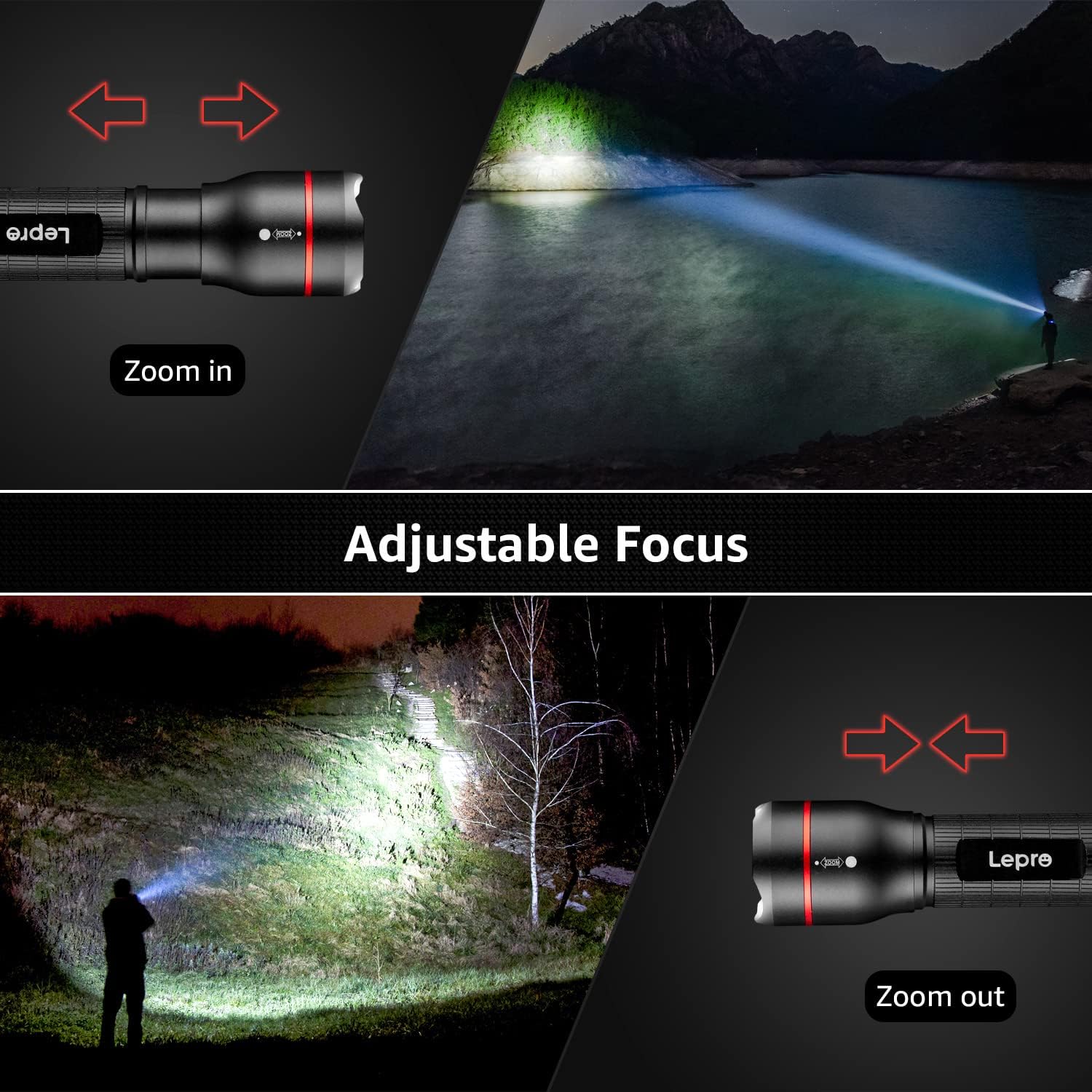 Lepro Portable LED Flashlight (Waterproof, 300lm, 2-Pack) - Image 4