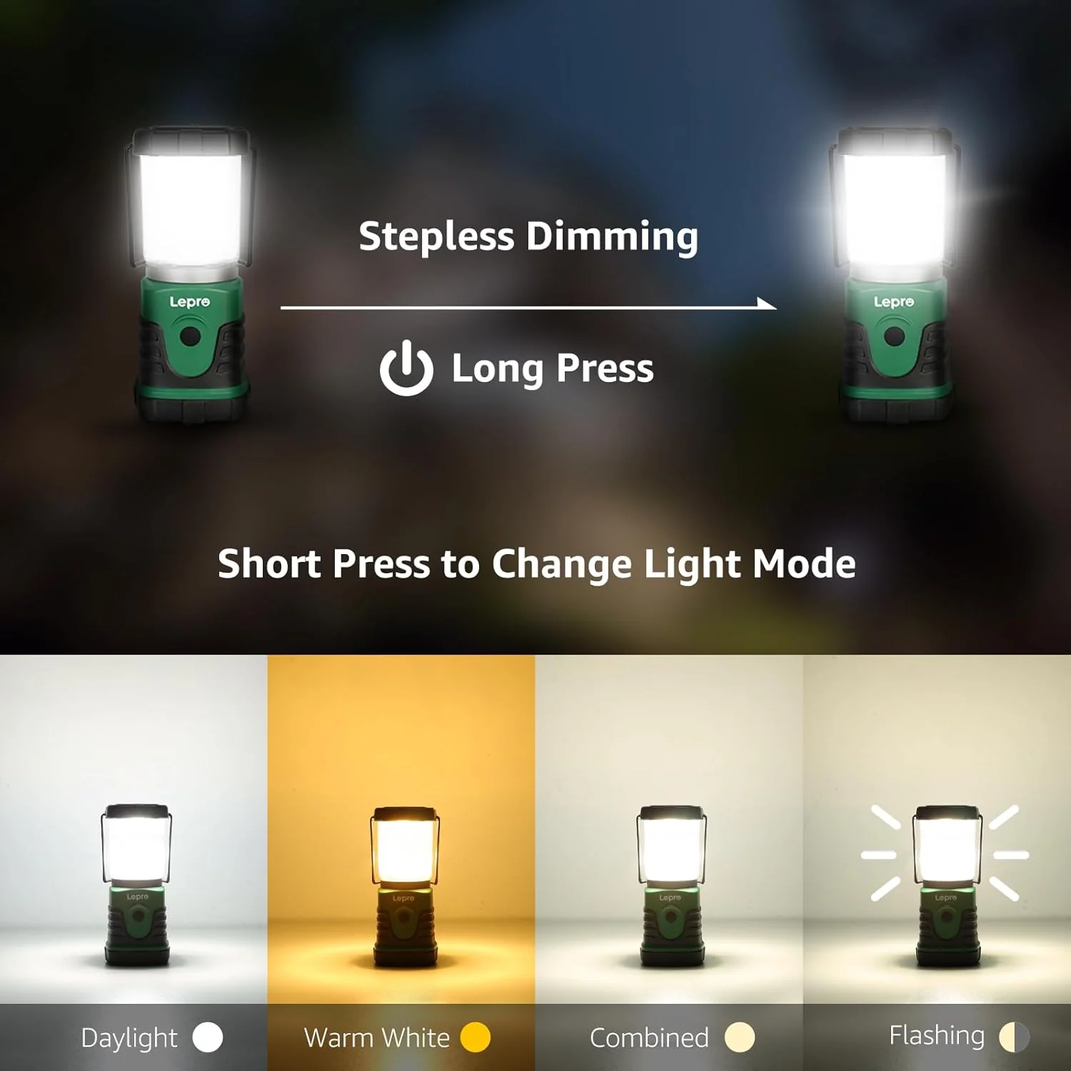 Lepro Portable LED Camping Lantern (350 lm, AA Battery Powered) - Image 3