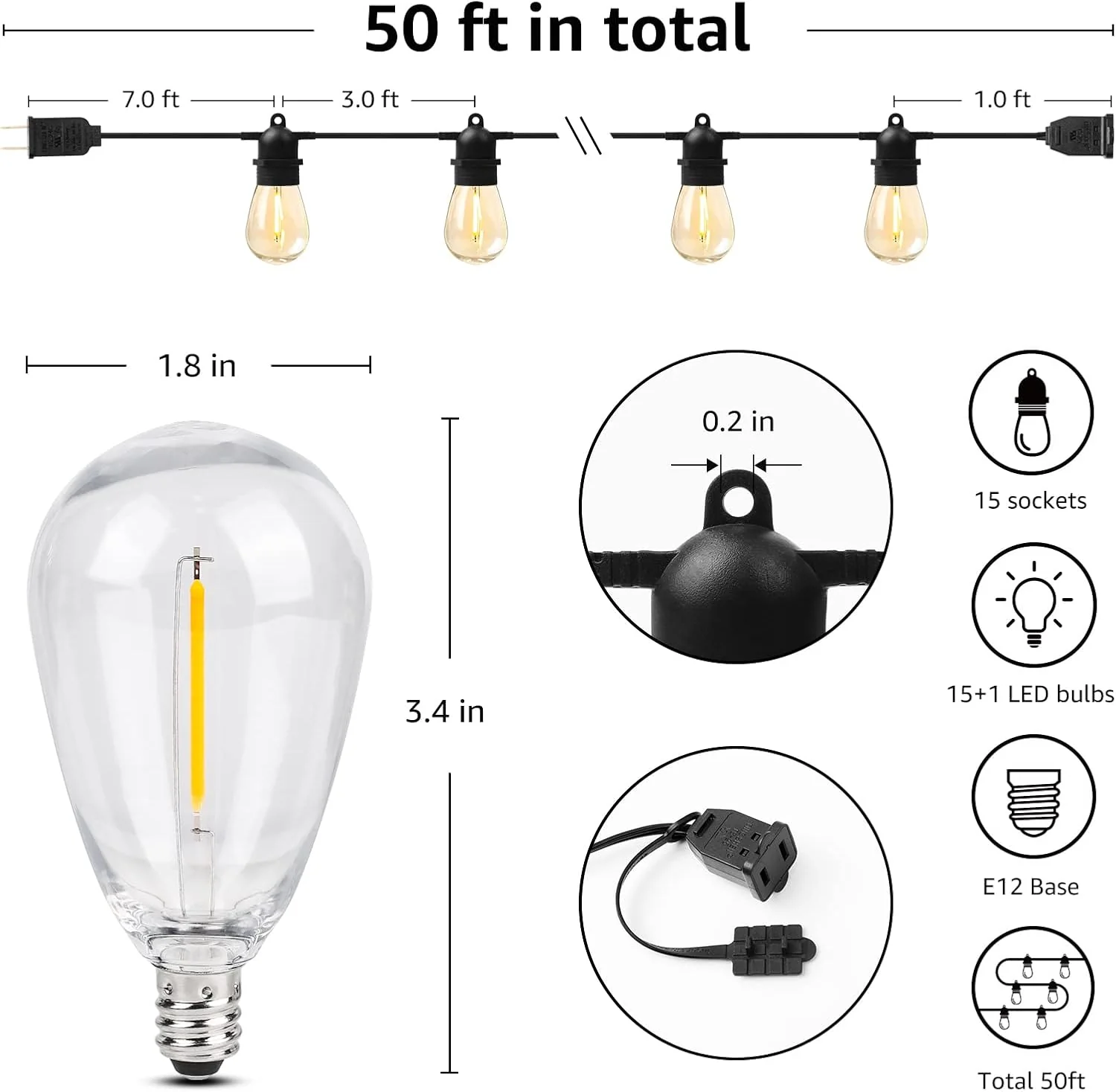 Lepro S14 Outdoor String Lights (50ft) - Image 3