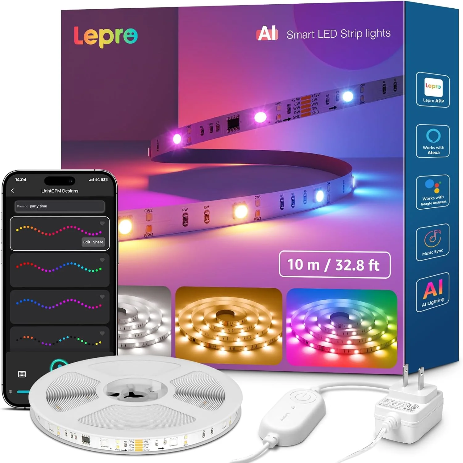 Lepro S2 Smart LED Strip Lights with AI Features (Dynamic RGB+Warm White+Daylight White) - Image 10