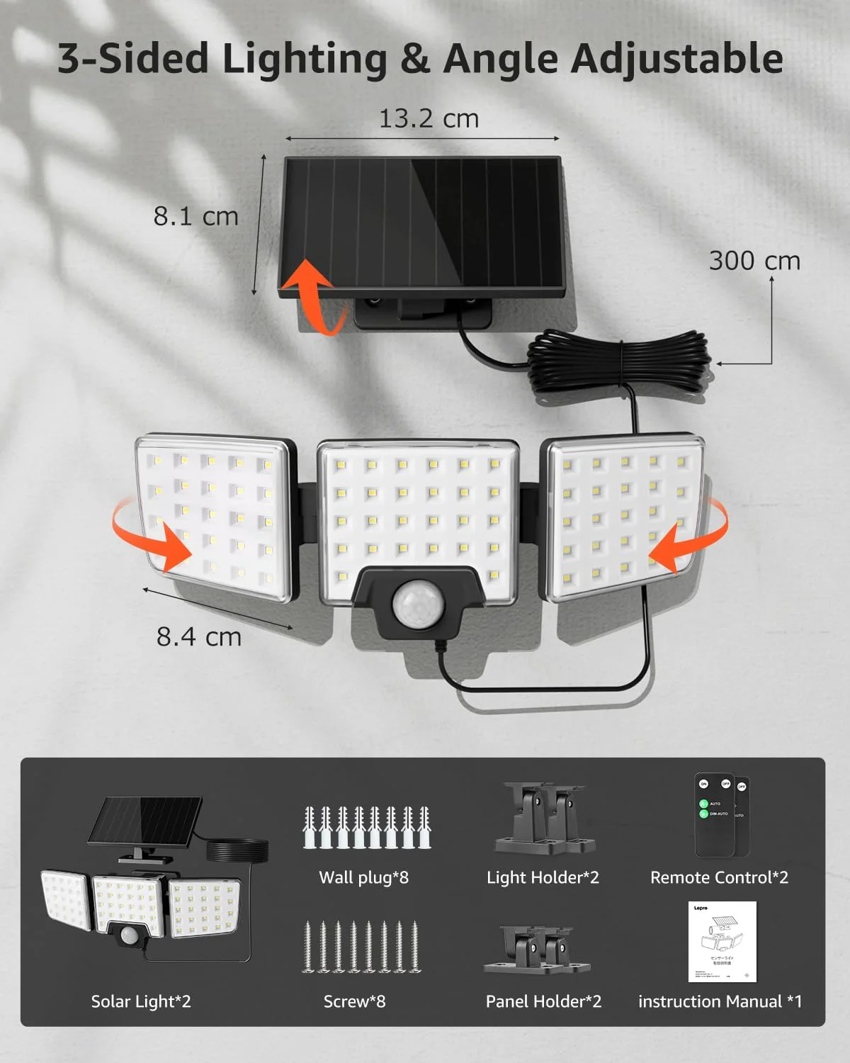 Lepro Solar Motion Sensor Security Lights (2 Packs) - Image 7