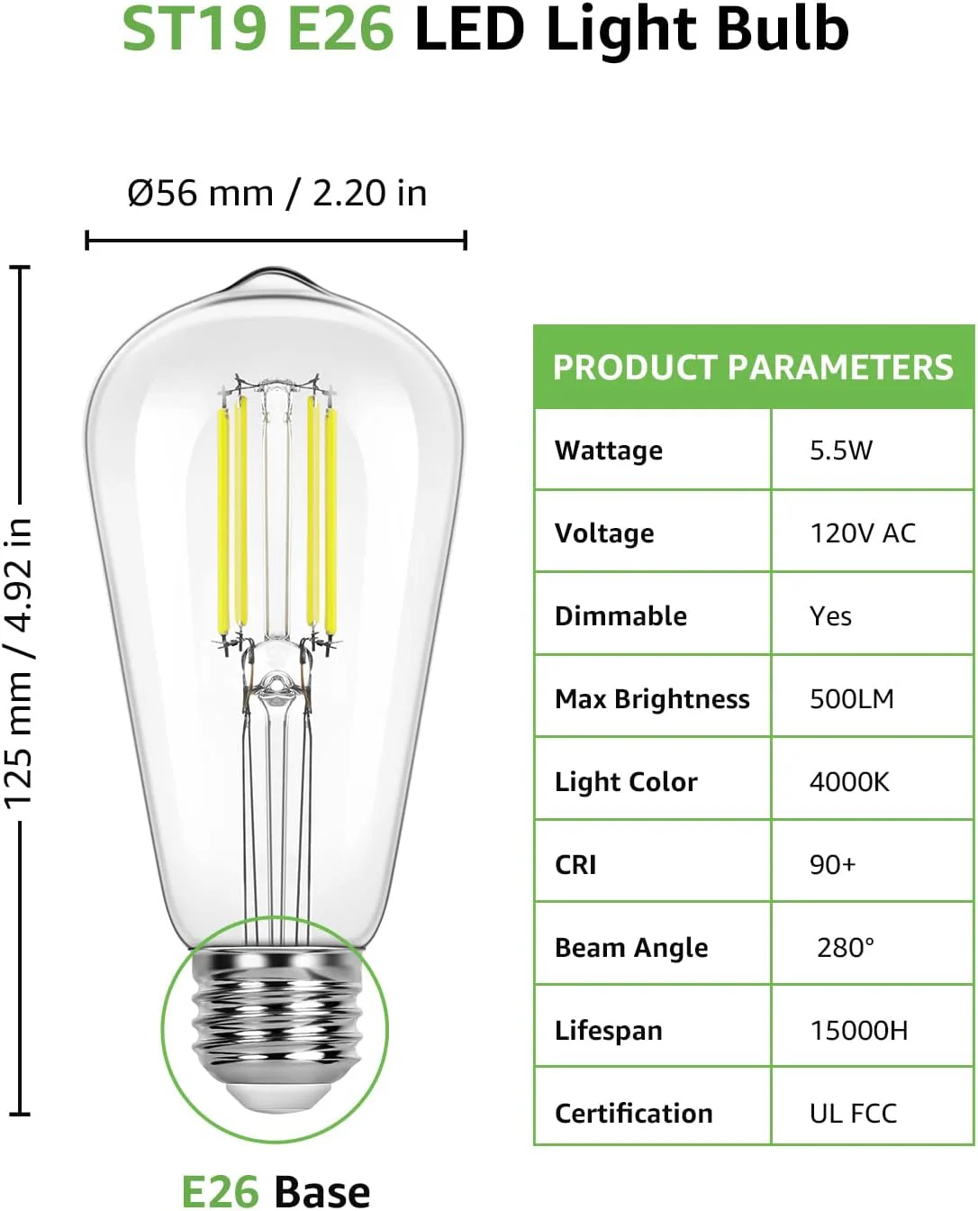 Lepro ST19 Vintage Edison LED Bulbs, Dimmable, E26 Base, 8W (60W Equivalent), 800 Lumens, 4000K Cool White, Clear Glass - Image 7