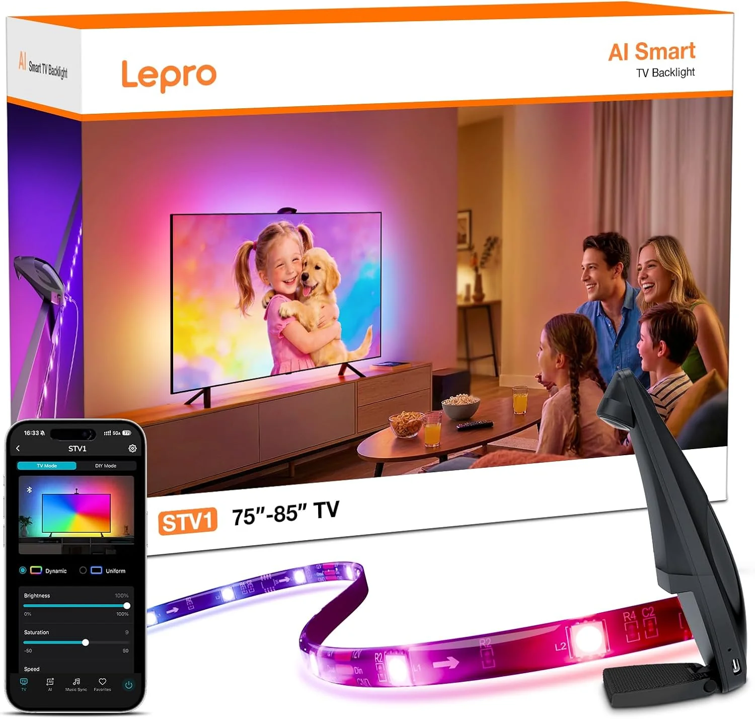 Lepro STV1 AI Smart TV Backlight, WiFi TV LED Backlight Strip with Fish-Eye Correction Function for TVs, Voice and APP Control TV Light,Led Light TV with Camera - Image 13