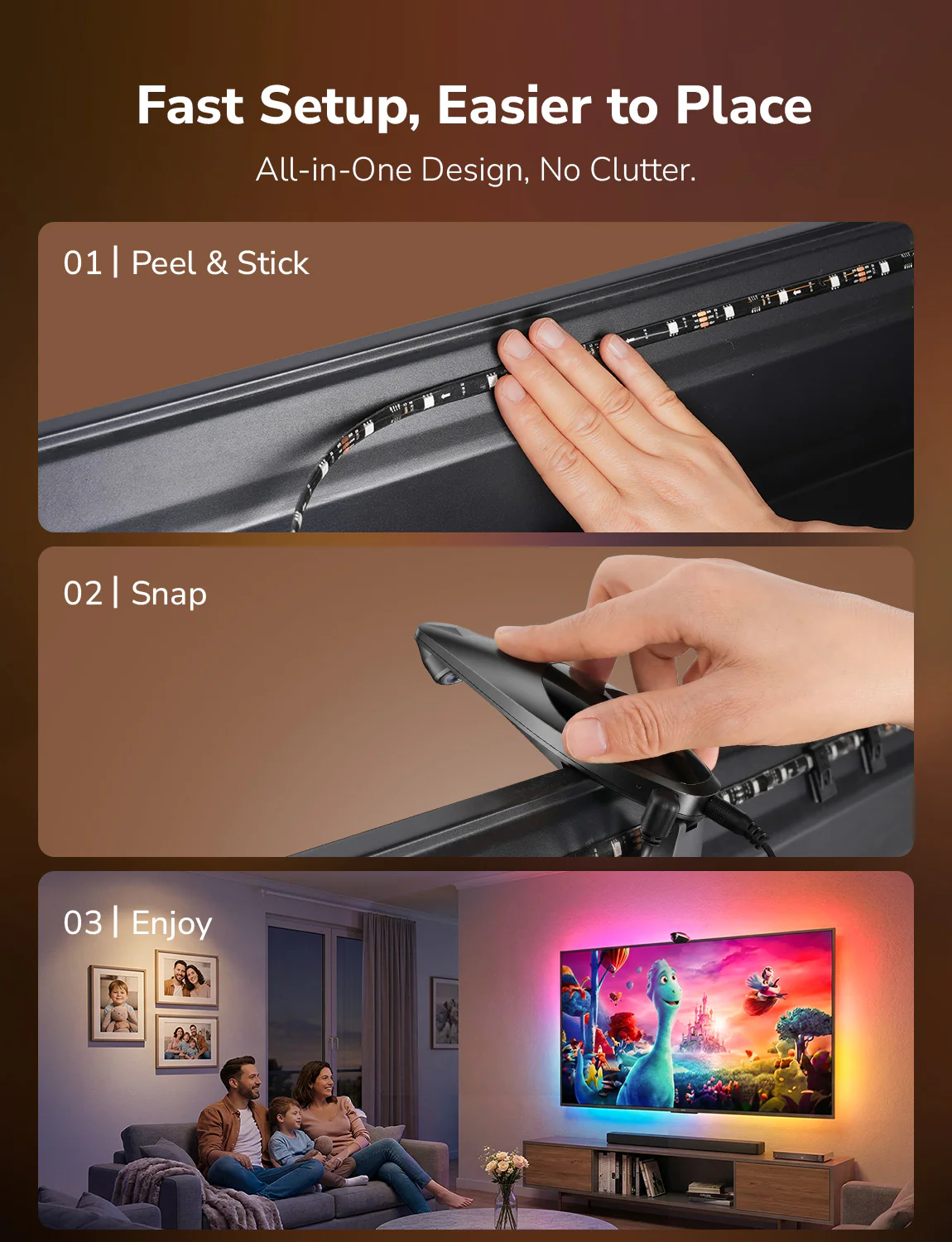 Lepro STV1 AI Smart TV Backlight, WiFi TV LED Backlight Strip with Fish-Eye Correction Function for TVs, Voice and APP Control TV Light,Led Light TV with Camera - Image 4