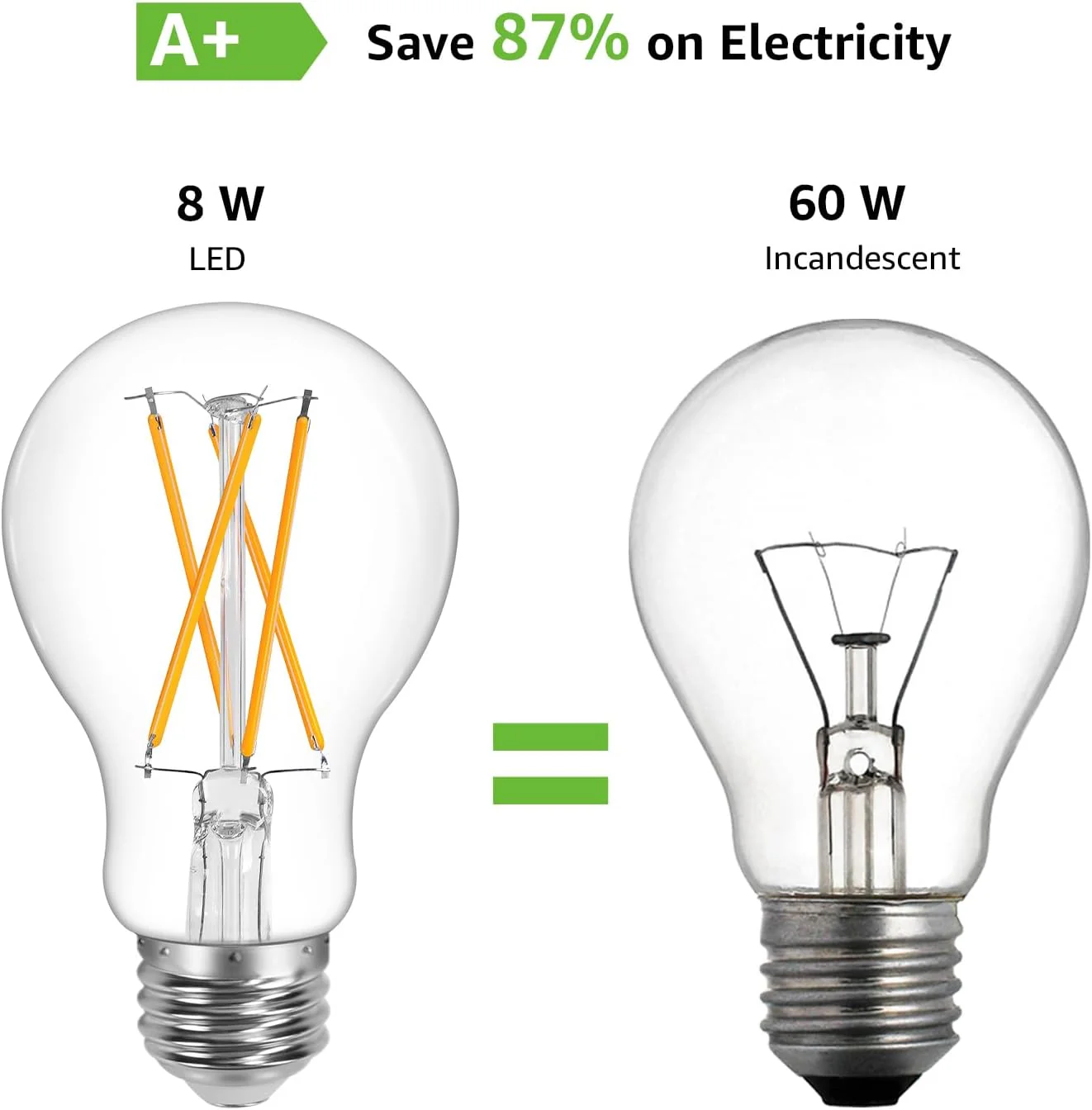 Lepro A19 Vintage LED Filament Bulbs, Dimmable, E26 Base, 8W (60W Equivalent), 800 Lumens, 2700K Warm White, Clear Glass - Image 4