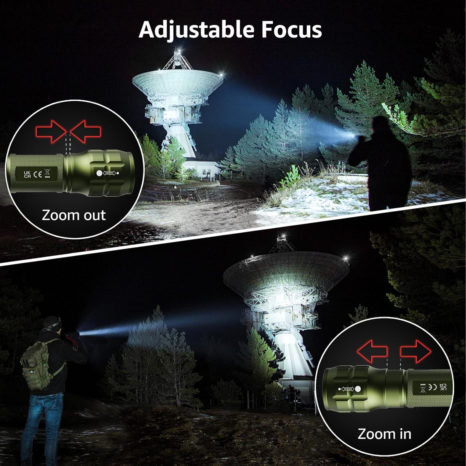 Lepro Portable LED Flashlight – High Lumens, Waterproof (Green, AAA Batteries Included) - Image 2